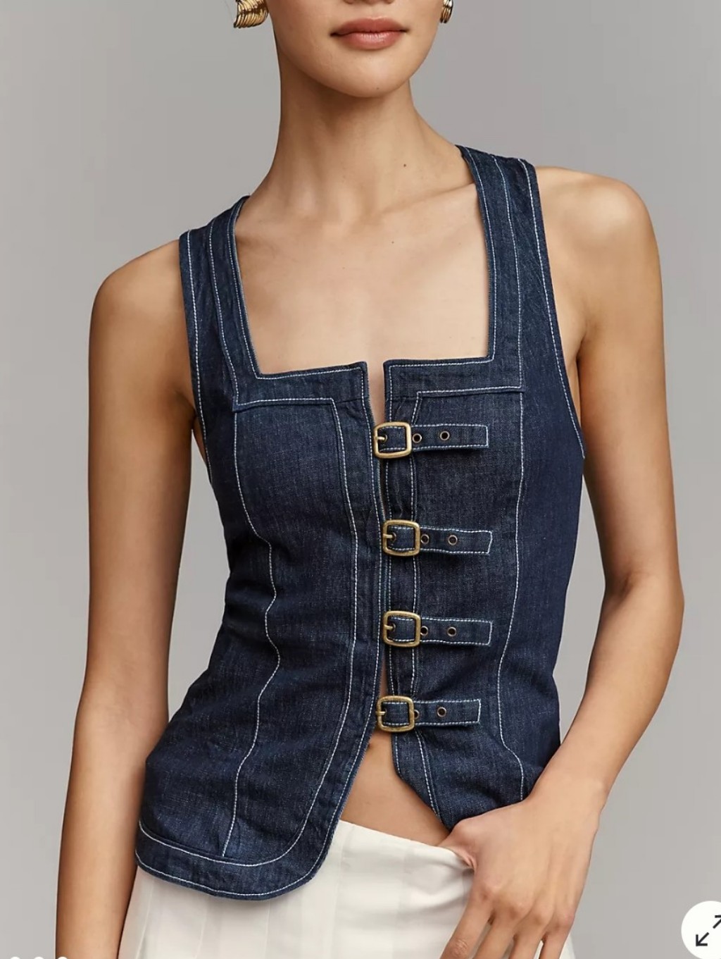 Nwt By Anthropologie Denim Hardware Tank